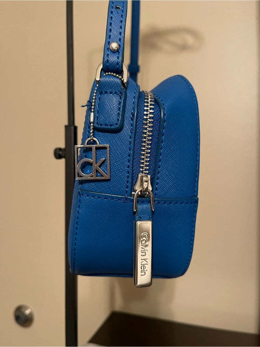 Calvin Klein Electric Blue Leather Crossbody Bag